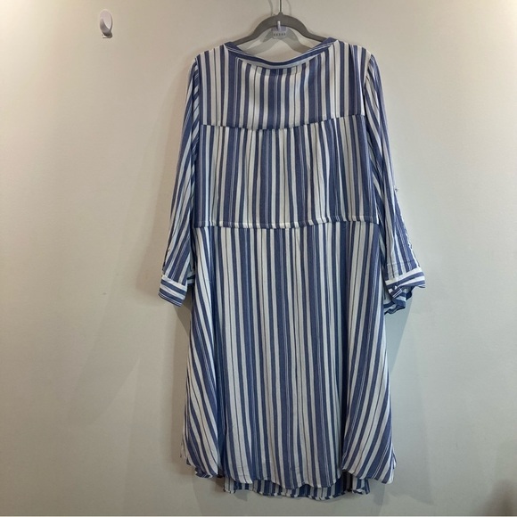 TORRID Sz 3 Blue & White Stripe Zip Front Drawstring  Shirt Dress New with Tags - Picture 8 of 15